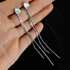 Корейские модные Висячие длинные висячие серьги с кристаллами, серьги-капельки для женщин, простая змеиная цепочка, кисточки, ювелирные изделия, бижутерия