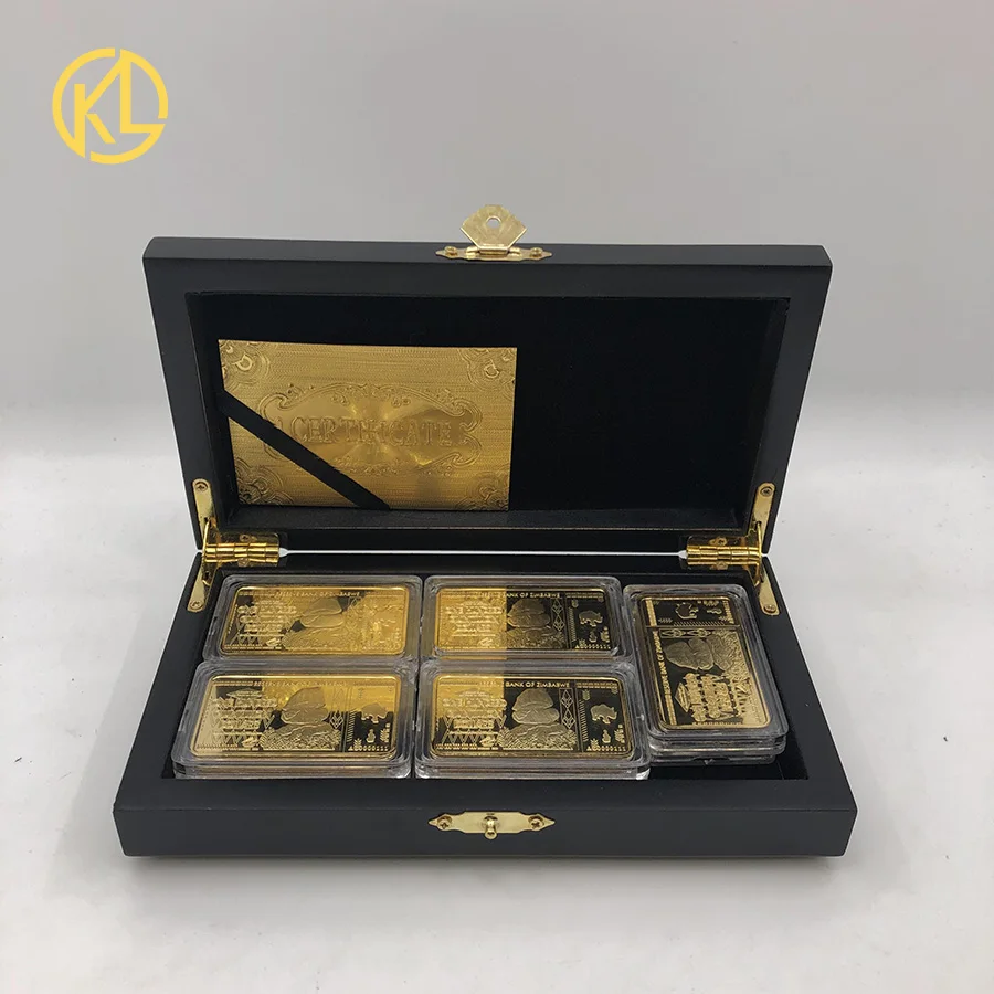 Позолоченный Зимбабве сто quintillion долларов Бар Золотой плакированный Bullion бар для