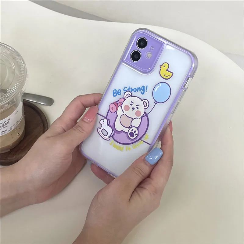 

cute cartoon bear phone case for iphone 7 plus Bumper Coque cover for iphone x xs xr max 11 12 pro Soft TPU Clear cover