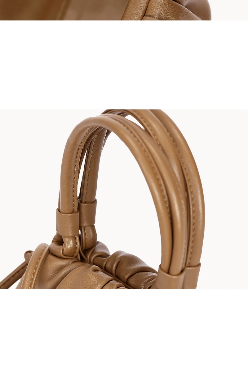 women handbag cowhide Shoulder bag fashion pleated cloud bag
