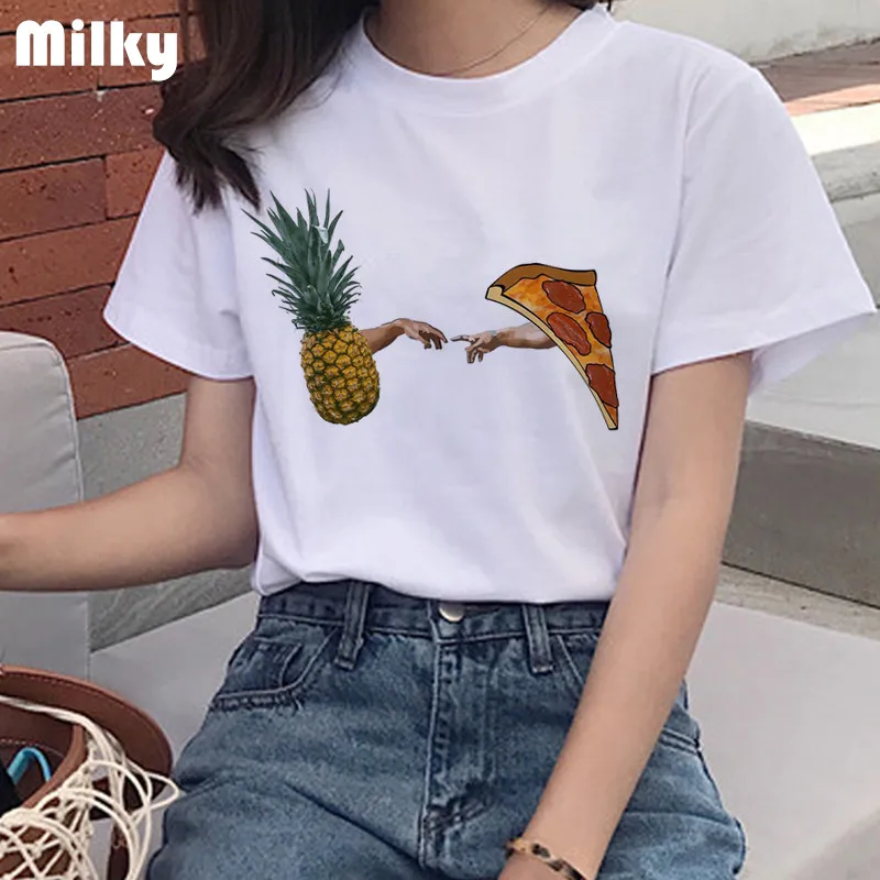 

Женская футболка с рисунком ананаса, Harajuku Kawaii, графическая футболка, 90s, корейский стиль, Ullzang, топы, модные летние женские футболки, рубашка в...