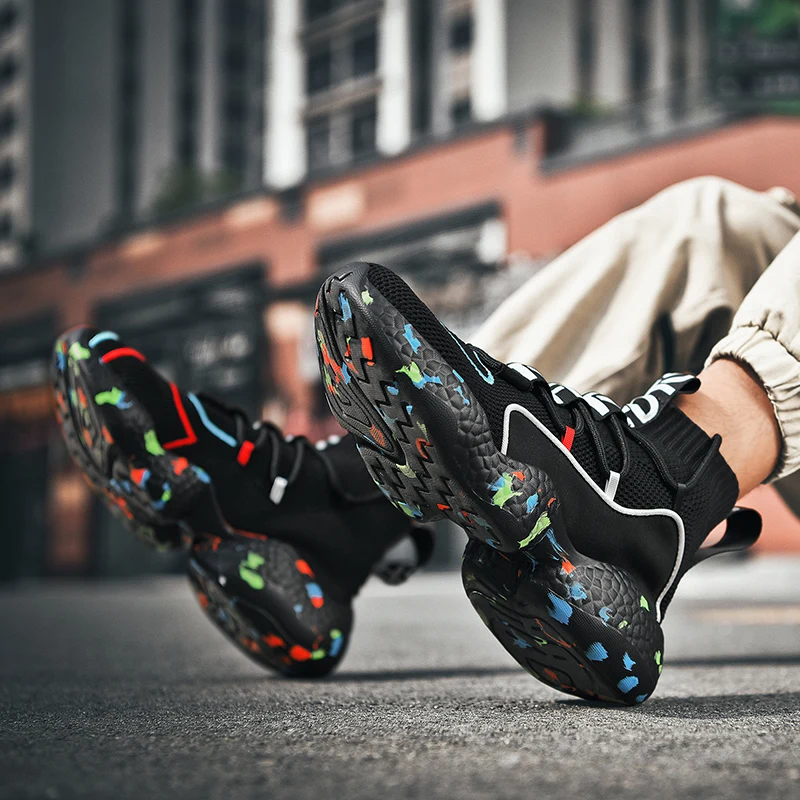Graffiti Men Warm Winter Sock Boot Big Sole Flyknitted Upper Soft Chunky Sneaker Women Breathable Outdoor Summer Walking Trainer | Обувь