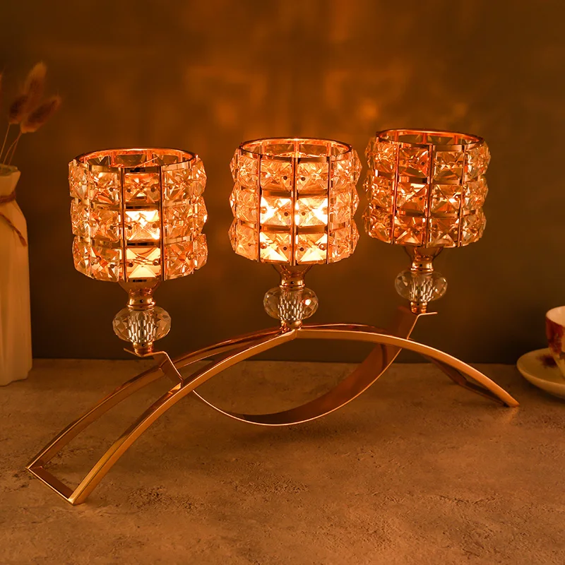 

Crystal Candle Holders 3 Arms With 3 Holders Candelabra Holder Decorative Centerpieces for Living Room Dinning Decoration CF019