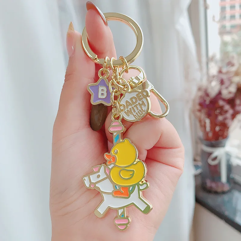 

Delicacy Cartoon B.Duck Keychains Enamel Metal Pendant Key Chains for Women Bag Charms Pendant Jewelry Car Key Rings