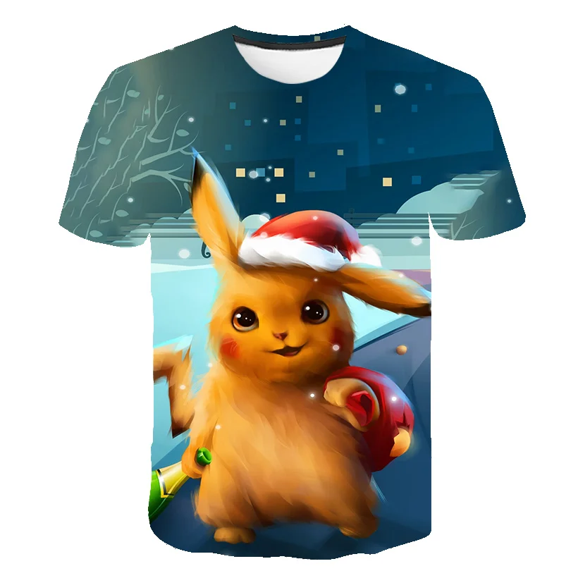 Новинка 2021 симпатичная интересная Мужская и женская футболка с принтом покемона