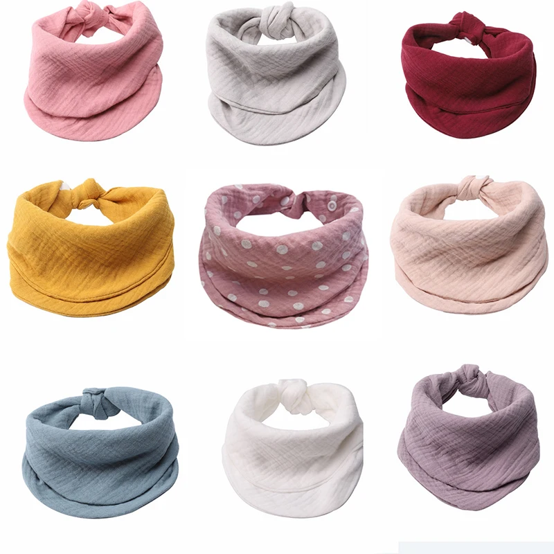 

3pc Baby Bibs Newborn Boys Girls Bandana Cotton Soft Toddler Scarf Infant Saliva Towel Scarves Snap Button Gauze Triangle