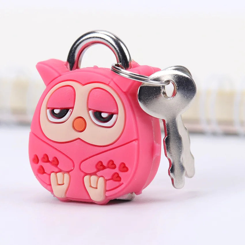 Pink Owl 1 шт. мультяшный каваи животные багажная сумка металлический замок Журнал Дневник Книга канцелярские принадлежности металлический замок - Цвет: Pink Owl