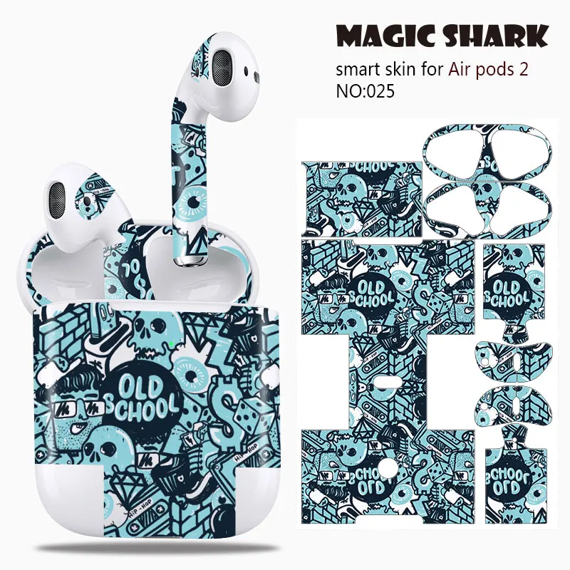 

Magic Shark Old School Flower Ice Weave Crayon Shinchan Ultra Thin Clear Sticker Case Film for Apple Airpods2 Airpods 2
