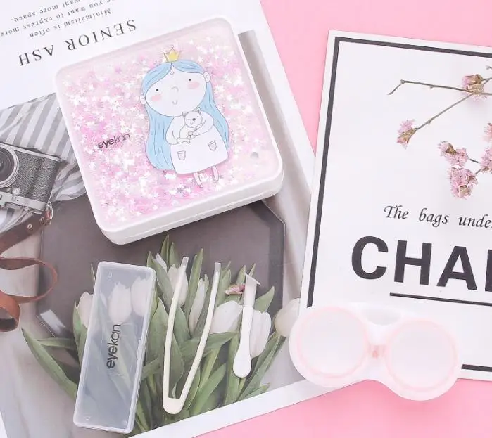 Дорожный мультяшный набор для ухода за глазами держатель контактных линз чехол