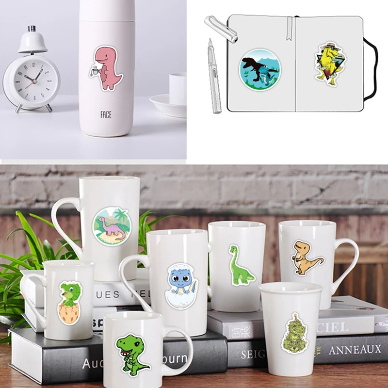 

10/30/50pcs Green Cute Dinosaur Waterproof Sticker Children Gift DIY Skateboard Luggage Refrigerator Notebook Decal Sticker Toys