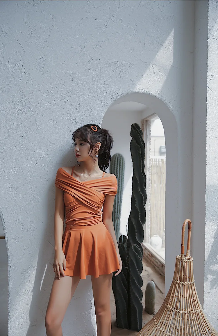 Женский купальник с юбкой женские купальные костюмы закрытые трикини пляжный