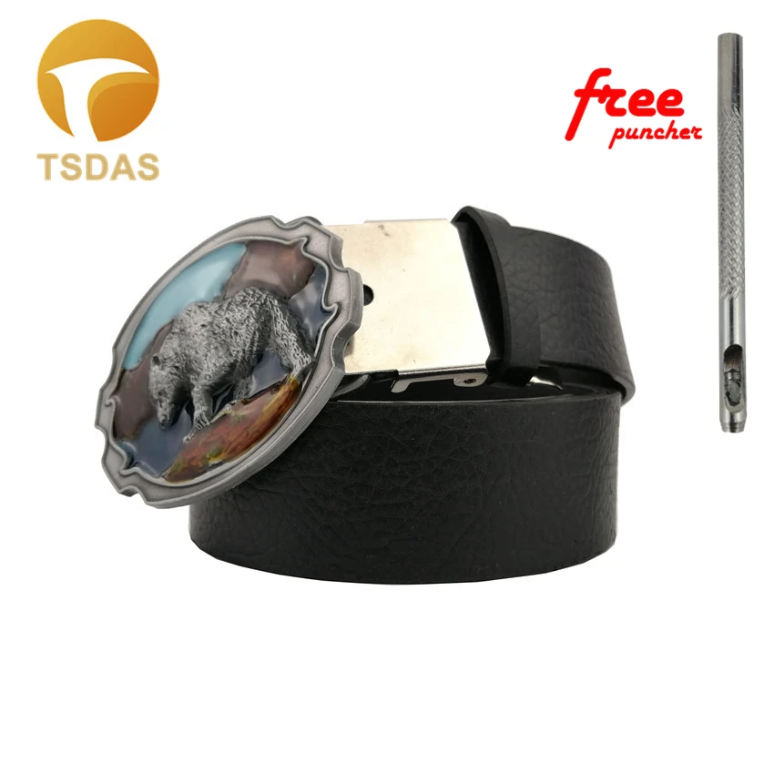 Модный милый белый медведь металлическая пряжка ремня подходящая для 4 см