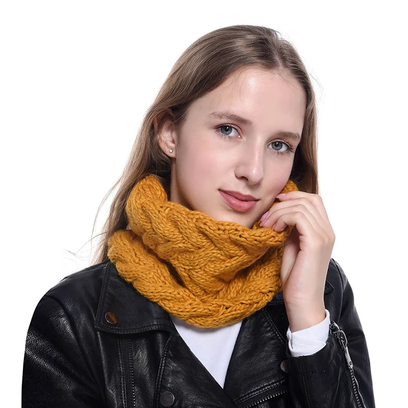 Женский Зимний вязаный шарф снуд теплый колечко Infinity Snood модный круглый