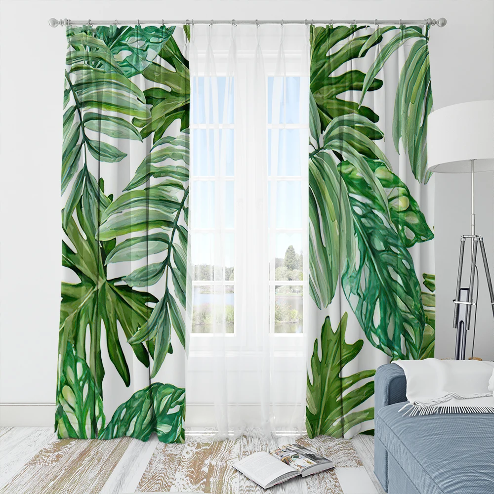 

Modern Tropical Plants Leaves Blackout Curtains For Living Room Window Curtains For Bedroom Curtains Fabrics