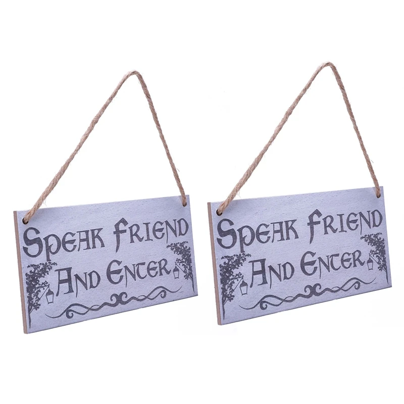

2X Speak Friend and Enter Wooden Hanging Man Cave Gift Plaque Dad Pub Bar Sign