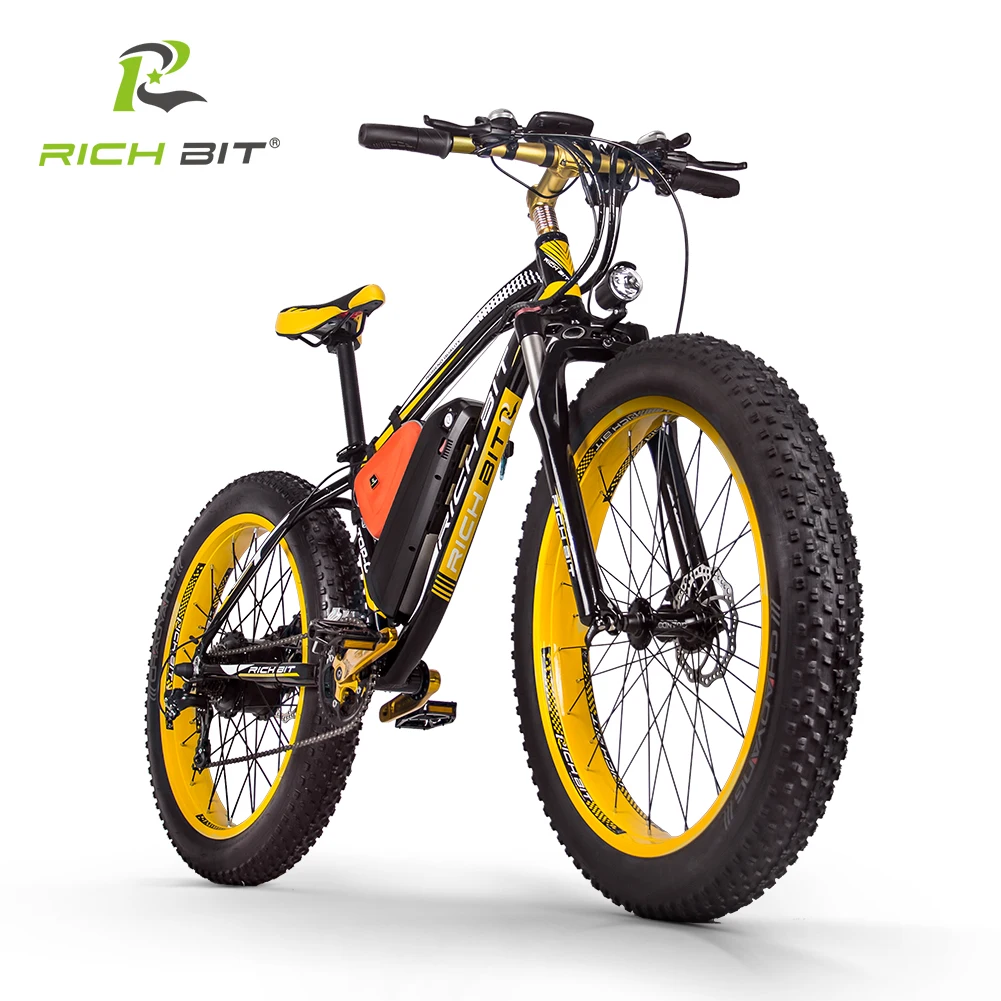 Günstig RichBit Elektrische Fahrrad Leistungsstarke Fett Reifen Elektrische Mountainbike 48V 17AH 1000W EBike Strand Cruiser 21 Geschwindigkeit Elektrische Schnee Fahrrad
