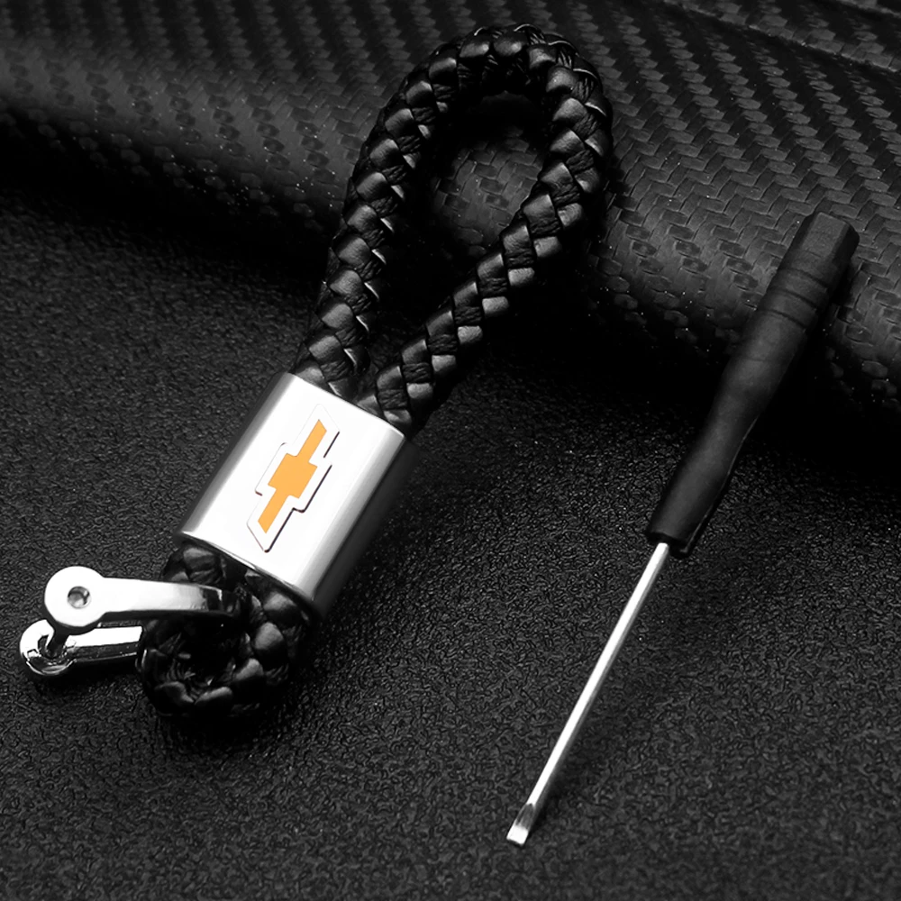 

Leather Rope KeyChain Car High-Grade Hand Woven Horseshoe Buckle Key Rings For Chevrolet Cruze Captiva Lacetti spark Aveo