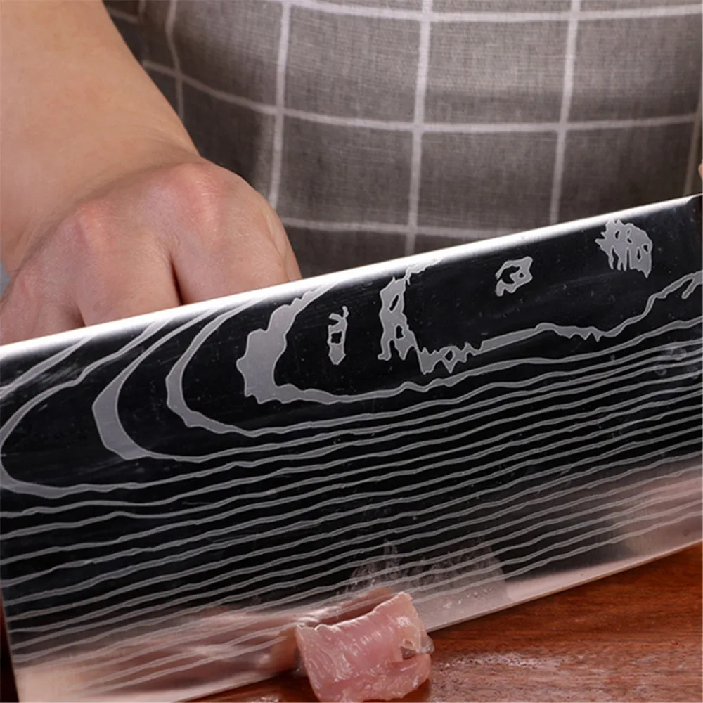 Японский нож из нержавеющей стали дамасский узор чефский кухонный с деревянной