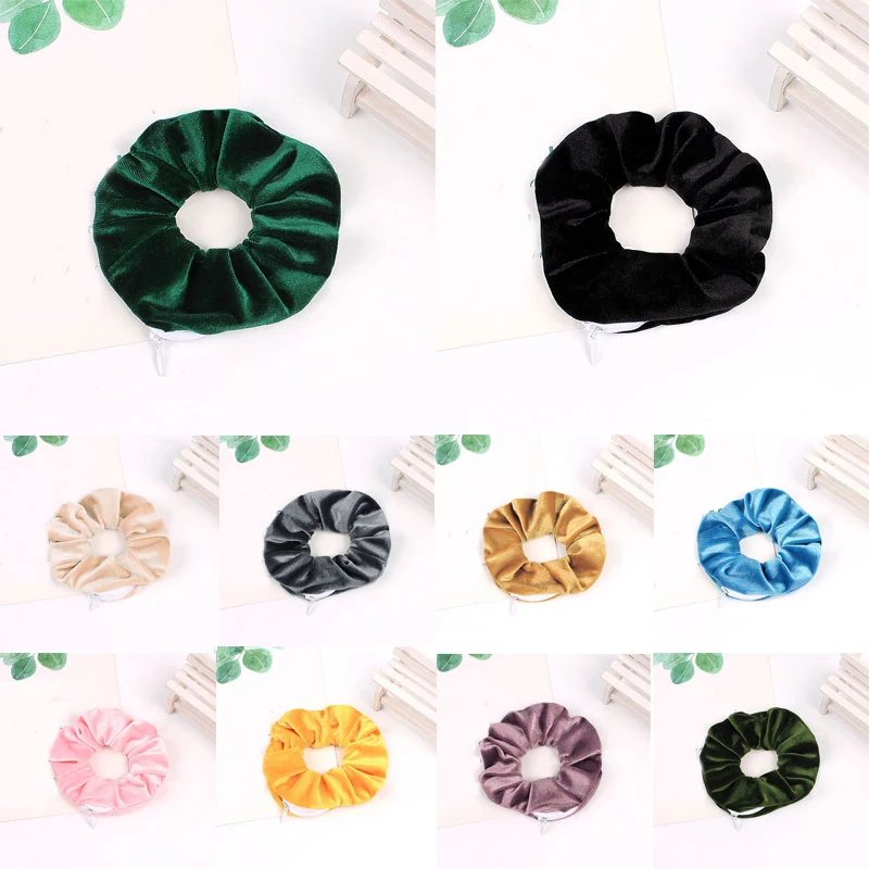 2020 Fashion Korea Hair Scrunchie Ties Rope Elastic Bands Women Girls Zipper Headwear Ponytail Holder Accessories |