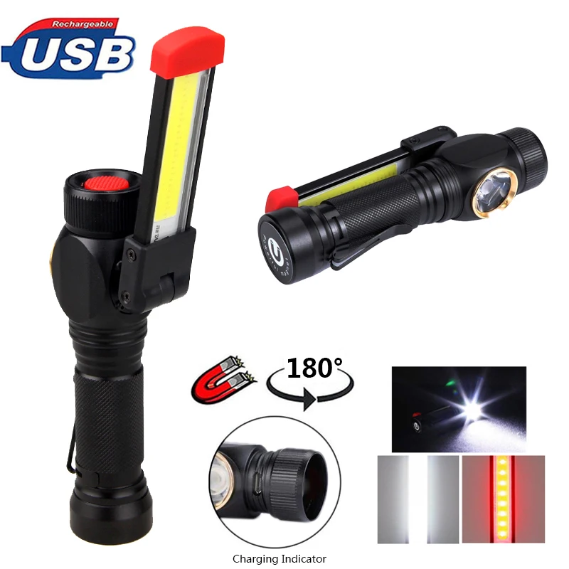 USB 18650, портативный фонарь, 7 режимов, перезаряжаемый светодиодный светильник, складной, COB, вспышка, светильник, аварийный, для кемпинга, лампа для наружного/внутреннего освещения
