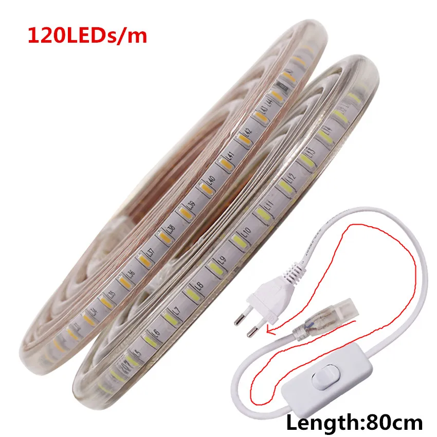 220 В светодиодный светильник 3014 SMD водонепроницаемый 120 светодиодный s/m наружный светодиодный светильник белый/теплый белый/синий ЕС выключатель питания вилка