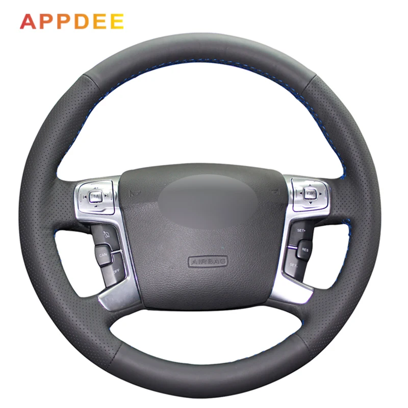 Черный чехол рулевого колеса автомобиля из искусственной кожи для Ford Mondeo 2007-2012 Mk4
