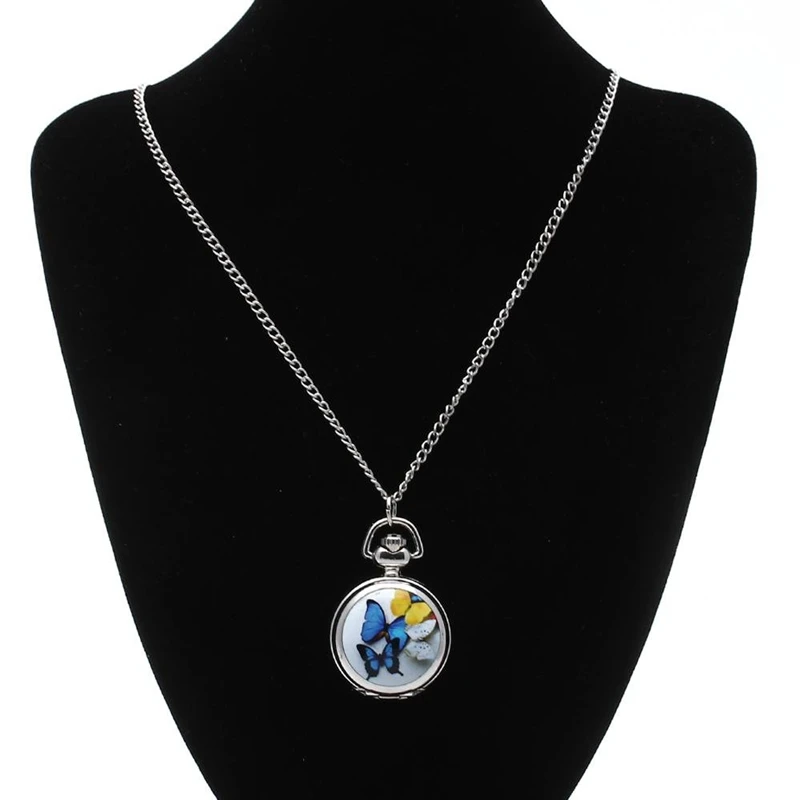 

Lady Locket Pendant Quartz Pocket Watch Necklace Chain Vintage Butterfly [Watch]