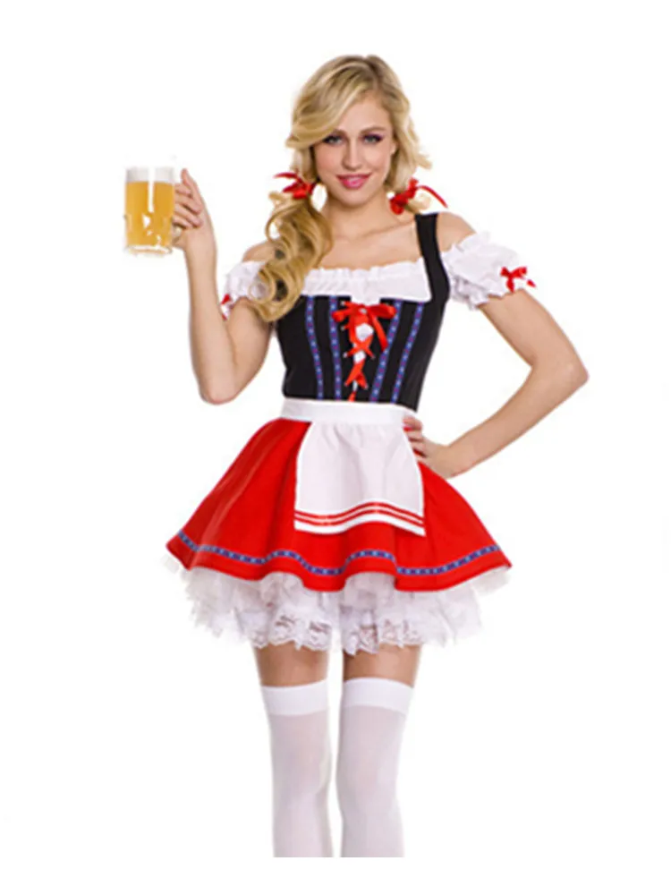 Униформа для взрослых пивная горничная официантка костюм карнавала Октоберфест