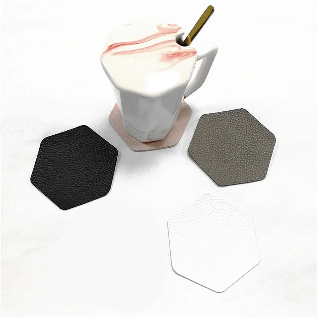 Модная креативная подставка для стаканов из искусственной кожи Мраморная Подставка для стаканов, напитков, кофейных чашек, чайных подушечек, столовых приборов, столовых приборов, черного и белого цветов, шикарное украшение