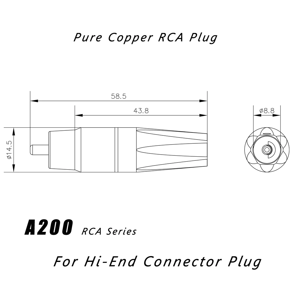 Monosaudio R200 99.998% Pure Copper Rhodium/Gold Plated Audio Connector Signal Input Output RCA Terminal Amplifier CD TV plug