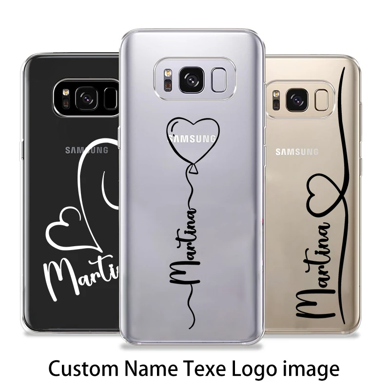 

Custom Name Samsung Case For Samsung Galaxy S7 S8 S9 Plus S10 Note 10 S20 S22 S10e A50 Love Balloon Transparent Case Girl Gift