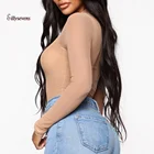 2021 новый сексуальный боди женский, черный с длинным рукавом прозрачный комбинезон из сетки для женщин Bodycon Комбинезоны сексуальные женщины тела; Искусственная кожа; Прямая продажа (дропшиппинг); Damskie