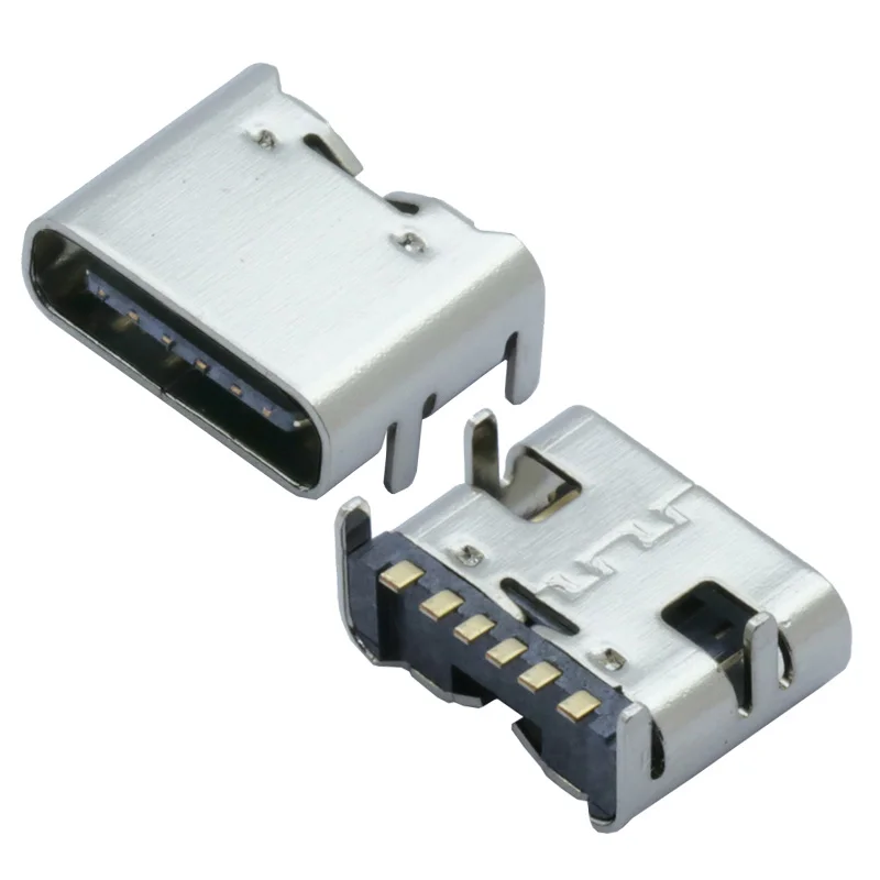 10 шт./лот Тип usb C 6 Pin разъем SMT разъем USB 3,1 Тип-C женского размещения SMD DIP для PCB дизайна DIY высокий ток зарядки