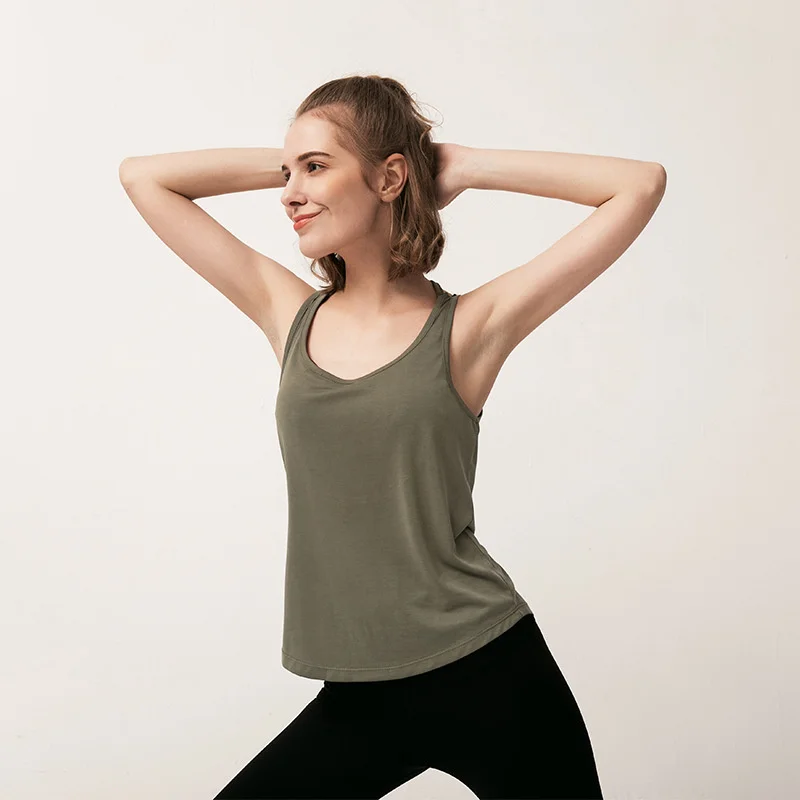 Workout Yoga Blouse Sports Top Women Open Back Sexy Suspender Vest Quick Drying Breathable Running Loose T-shirt Fitness Smock |