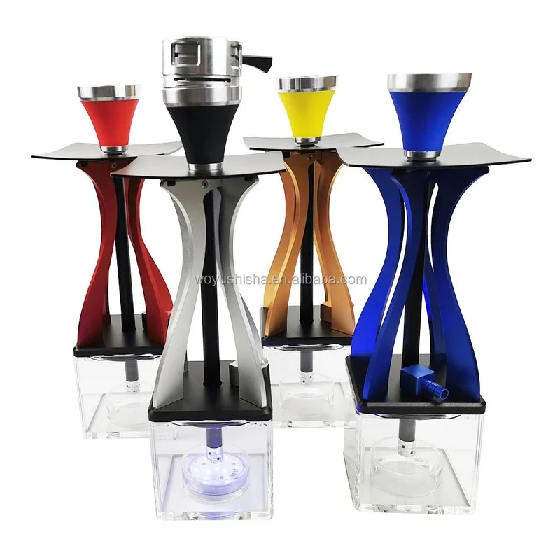 

Hot Sale Electric LED Hookah Aluminum Shisha Pipe Acrylic Box Narguile Arabic Japan Hookah Water Bong Shisha Hookah