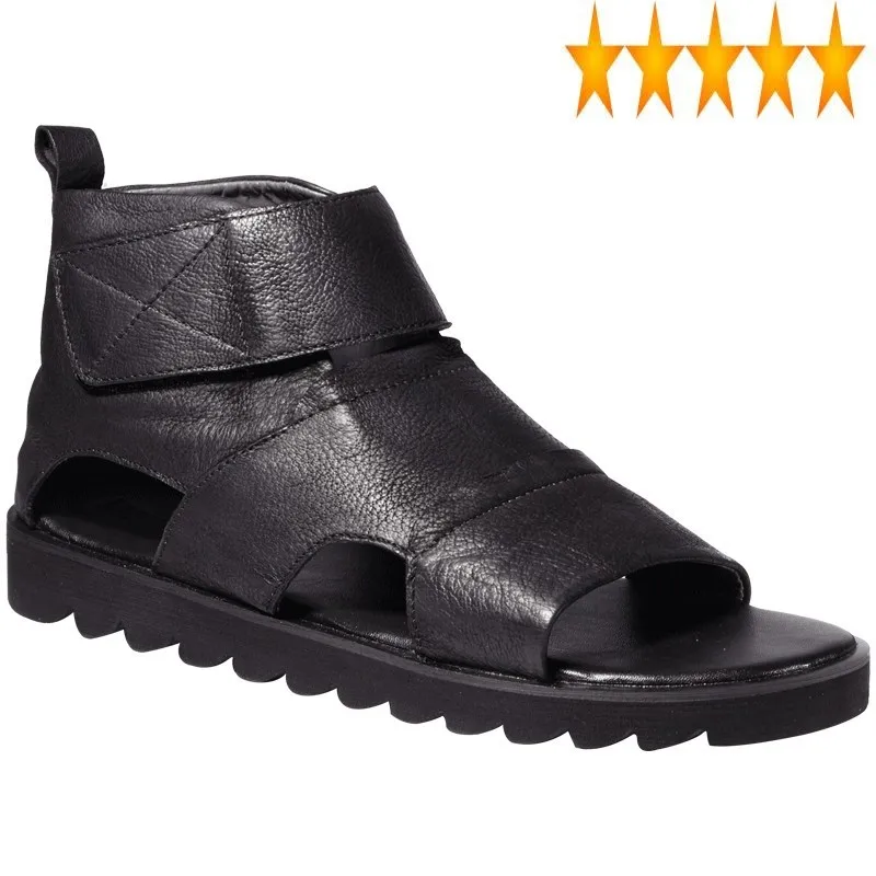 

Men Summer New Runway Real Leather Sheepskin Platform Top Quality England Breathable Leisure Beach Sandals Rome