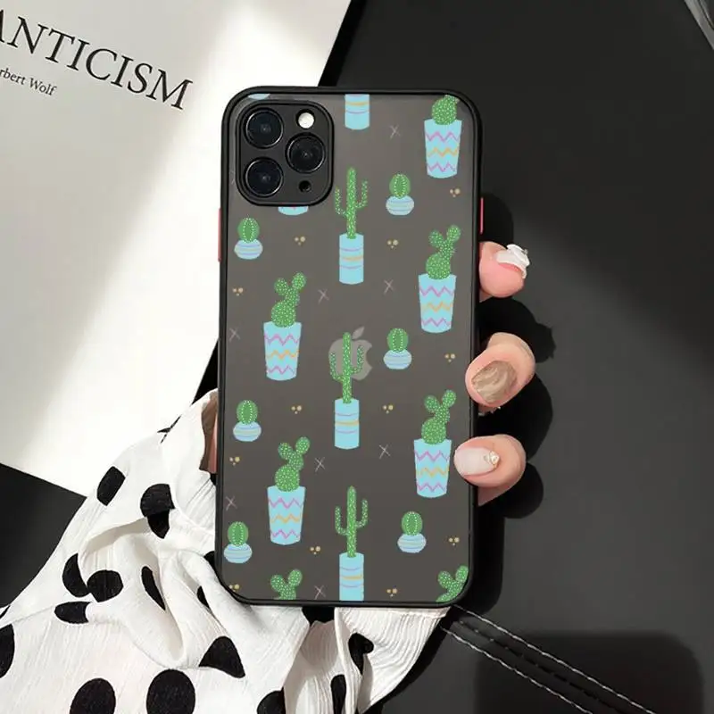 

Cactus plant pattern Phone Case matte transparent For iphone 7 8 11 12 plus mini x xs xr pro max cover