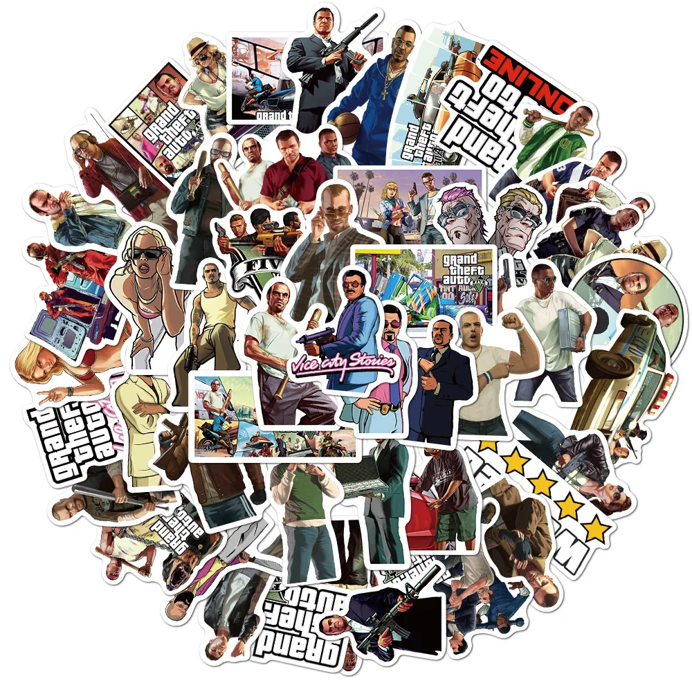 103050pcs game gta stickers graffiti travel luggage guitar laptop bike waterproof cool classic stickers decal joke for kid toy free global shipping