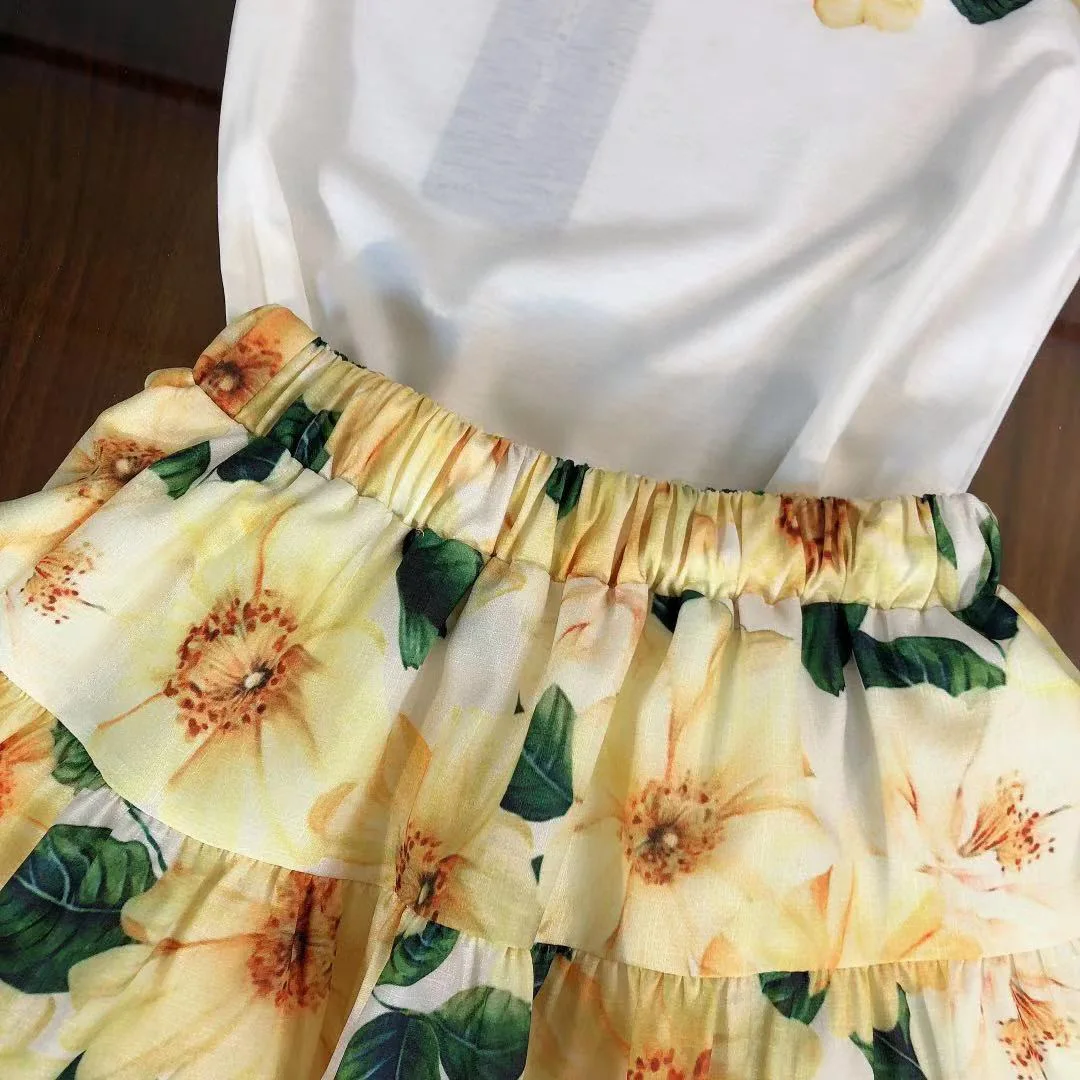 

New Kids girls print floral sets 2pcs summer fashion flower outfits