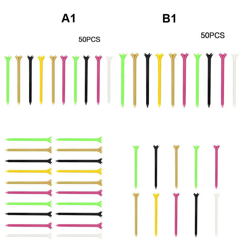 

50pcs Outdoor Sports Golf Tees 70mm/83mm Plastic Nails Holder Support Training Aids for Golfer Accessories
