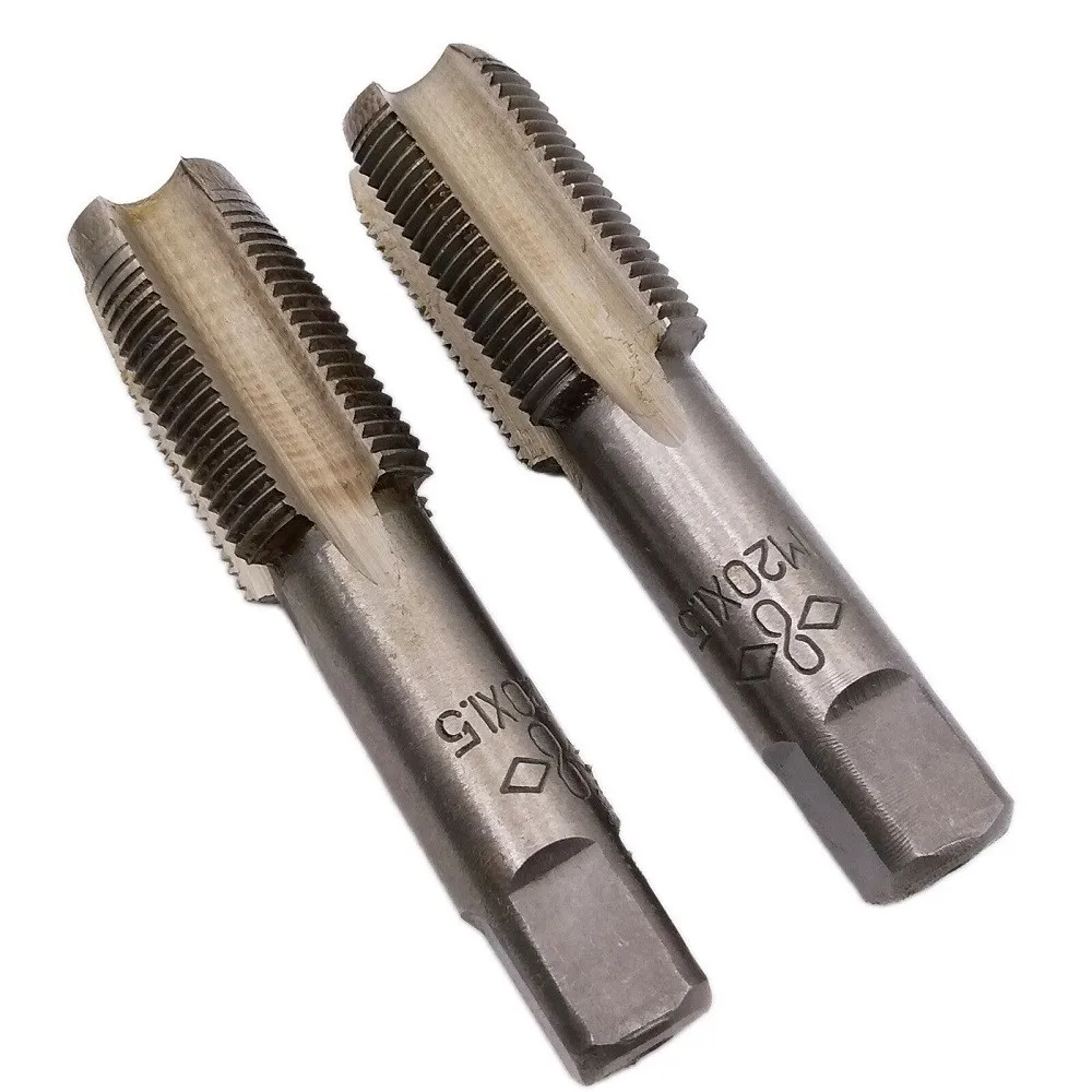 

2PCS HSS 20mm*1.5 Metric Taper & Plug Tap Right Hand Thread M20*1.5mm Pitch Thread Metric Plug Drill Bits Cutting Tools