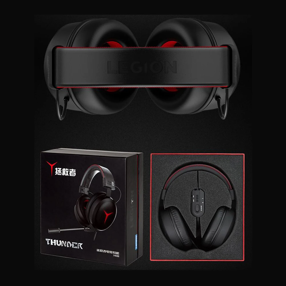 

Lenovo Gaming Headset USB Wired Headset Vibration 7.1 Surround with Detachable Mic Professional Headphone for Game