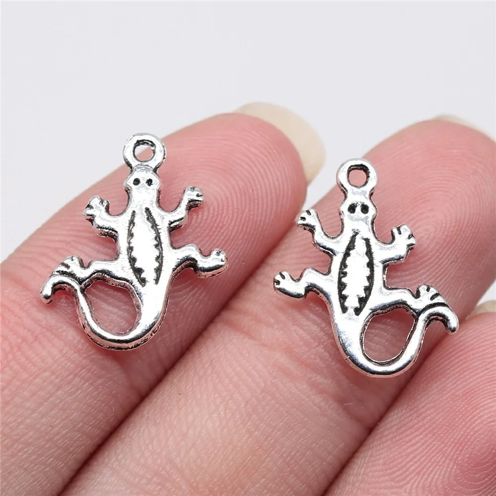 

20pcs 12x18mm Antique Silver Color Lizard Charms For Jewelry Making B15109