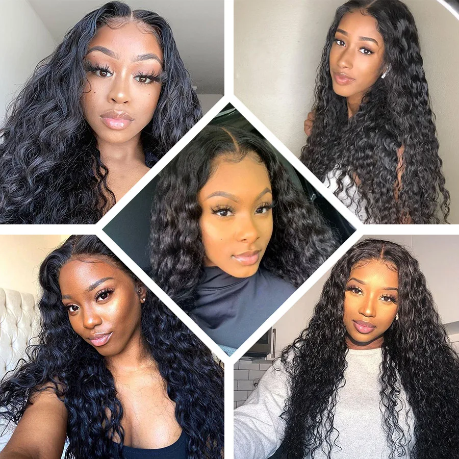 

250 Density Lace Wig Water Wave Lace Front Wig Transparent Lace Wigs For Women Human Hair Wigs T Part Brazilian Remy Hair