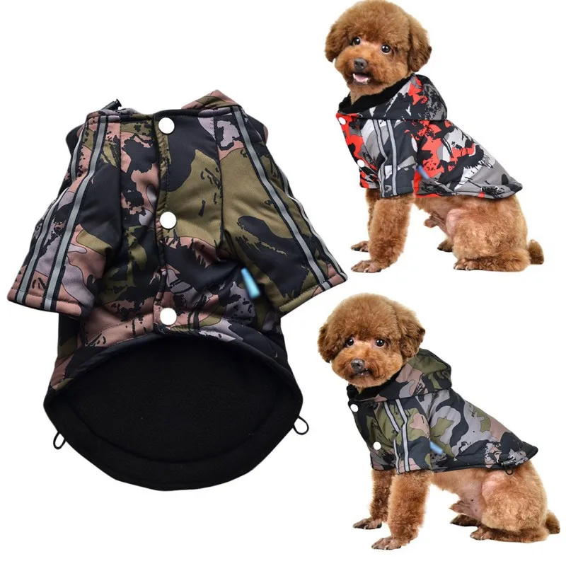 

Осенне-зимняя теплая одежда для домашних животных, пальто с камуфляжным узором для маленьких и средних собак