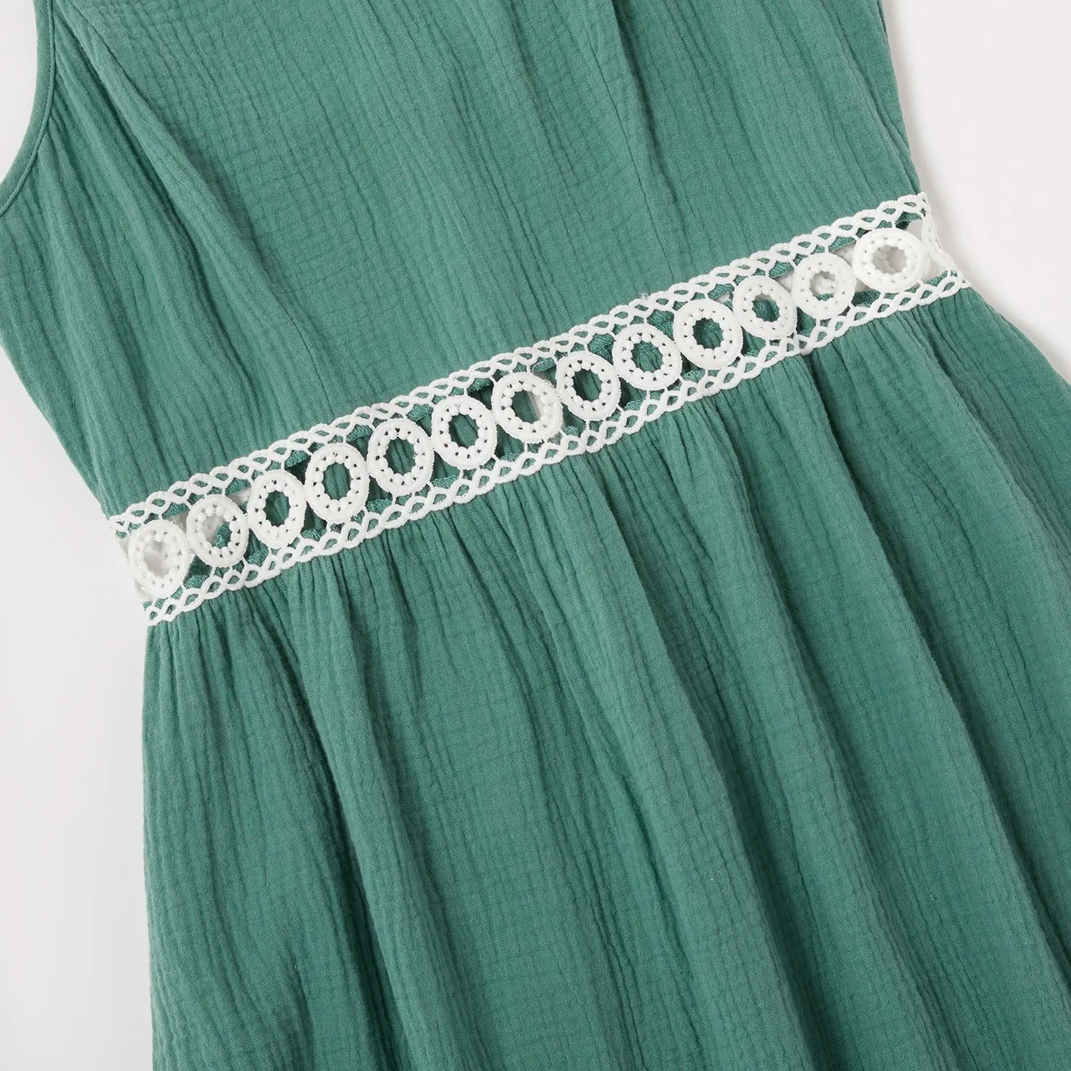 Летнее Хлопковое платье-майка с кружевами и рукавами-фонариками - купить по