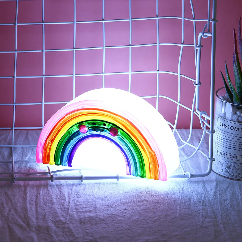 Милый силиконовый ночной Светильник Радуга Настенные светильники Батарея