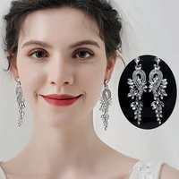 efily fashion crystal long drop earrings for women silver color dangle earring bridal accessories wedding party christmas gift