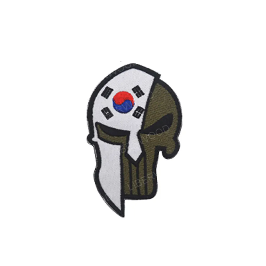 Korea Spartan Каратель Спартанский череп шлем Россия Американский Израиль Канада Испанский Великобритания Чешский Немецкий флаг патч тактический боевой дух нашивки значки - Цвет: Korea Spartan
