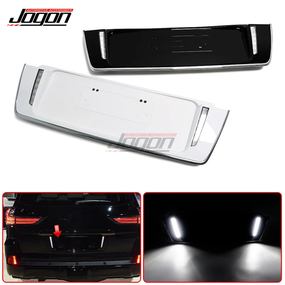 

1pcs white + black Car Rear Trunk License Plate Lamp LED Braking Light Cover For Lexus LX 570 LX570 LX450D 2008-2018 SUPER SPORT